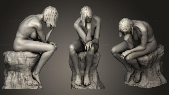 Figurines of girls (Female The Thinker, STKGL_0273) 3D models for cnc